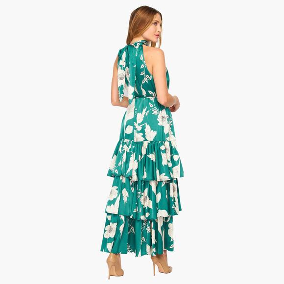 NWT VICI Floral Sleeveless Halter Neck Tiered Maxi Dress (Green | Size S) - Picture 4 of 9